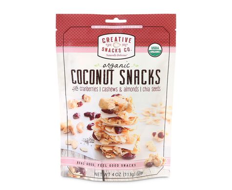Organic Coconut Snacks with Cranberries, Cashews, Almonds, & Chia Seeds